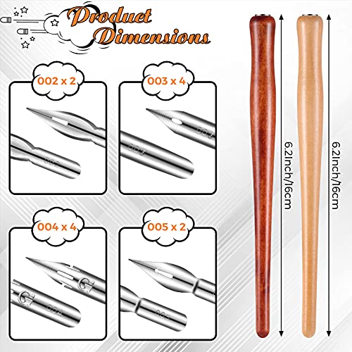 14 Pieces Dip Pen Nibs Holders With Comic Pen Nib Set Calligraphy Wooden Drawing Pen Holder With Stainless Steel Pen Nib For Writing Painting Signing Present #TOP1