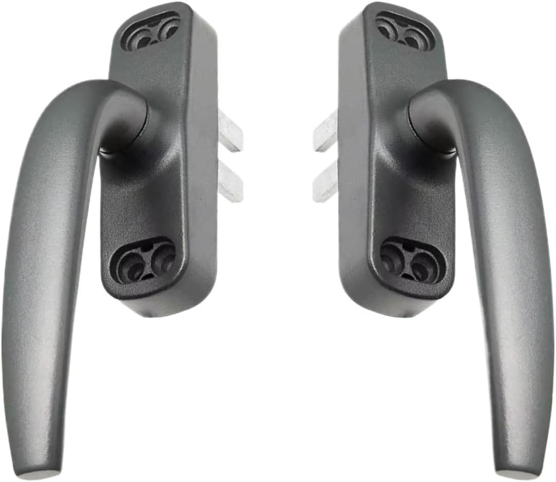 Pestillo manija de aluminio gris oscuro: juego de manijas finas para cerraduras de ventanas