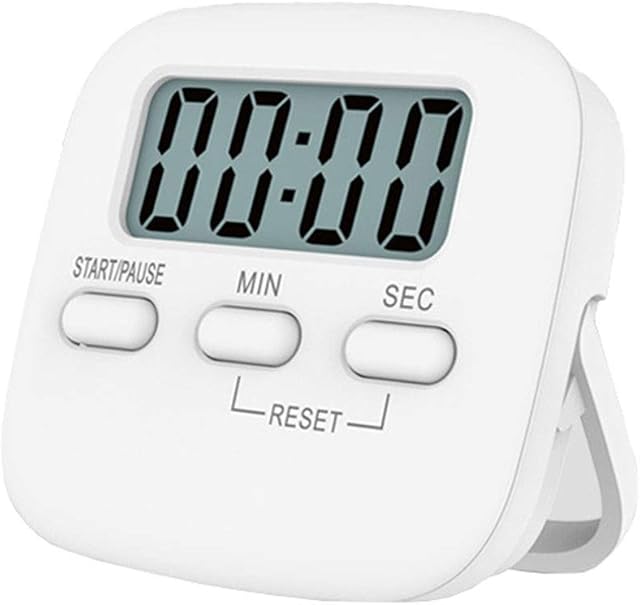 Kitchen Timer, INRIGOROUS Digital Kitchen Timer Magnetic Countdown Stopwatch Timer with Loud Alarm, Big Digit, Back Stand, Hanging Hole for Cooking, Shower, Bathroom, Kids, Teacher (White, 1)
