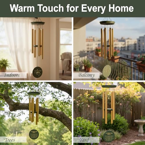 Image of Personalized Memorial Wind Chimes for Outside, Sympathy Gifts Wind Chime for Loss of Loved One, Beautiful Decor with Deep Tone, Ideal for Funeral, Remembrance & Bereavement, Produced in Texas