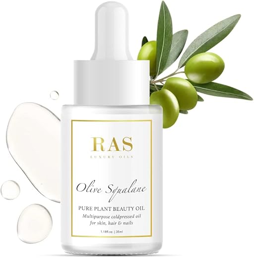 RAS Luxury Oils Olive Squalane Pure Plant Beauty Oil | For Hair, Skin & Nails | Lightweight, Reduces Fine Lines | Rich in ...