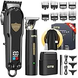 GTS PRO Hair Clippers for Men Professional Cordless Haircut Kit with Beard Trimmer Set, with IPX7 Electric Shavers, LED Display Rechargeable Barber Clippers for Home Use Gifts Black