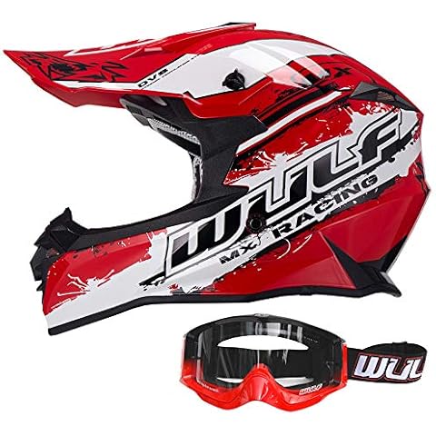 Wulfsport Off Road Pro Motocross Helmet+Shade Goggles Adult Motorcycle Motorbike Helmets Cover