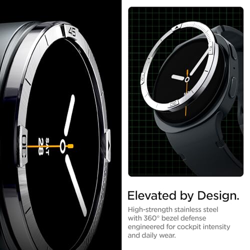 Image of Spigen Bezel Tune (Pilot) for Samsung Galaxy Watch 8 (44mm) Bezel Ring Protector Adhesive Cover (2025) - Silver