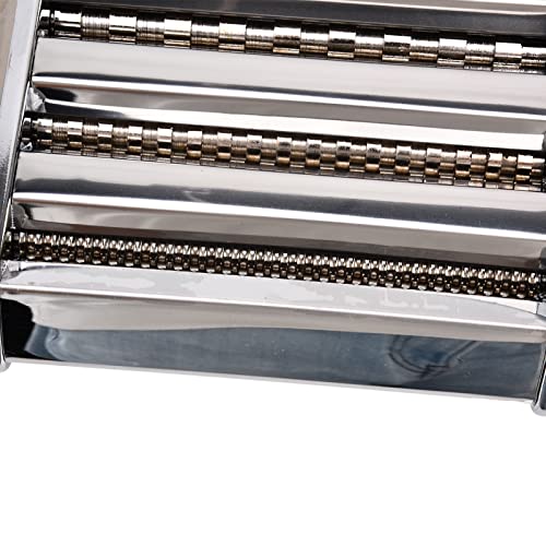 SIXRUN Máquina para Hacer Fideos, Laminadora de Masa de Acero Inoxidable, Máquina de Pasta para Cocina, 9 Engranajes de Espesor, Antideslizante Ajustable para el Hogar, Restaurante, Plateado