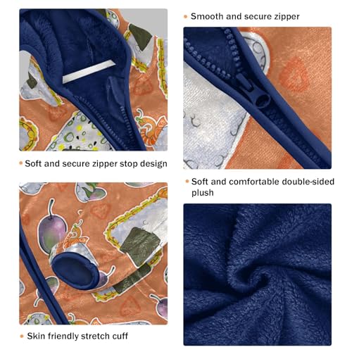 Asian Food Girls Fleece Jacket Girls Fall Jacket Girls Zip Up Hoodie Girls Sherpa Jacket 2-10T3