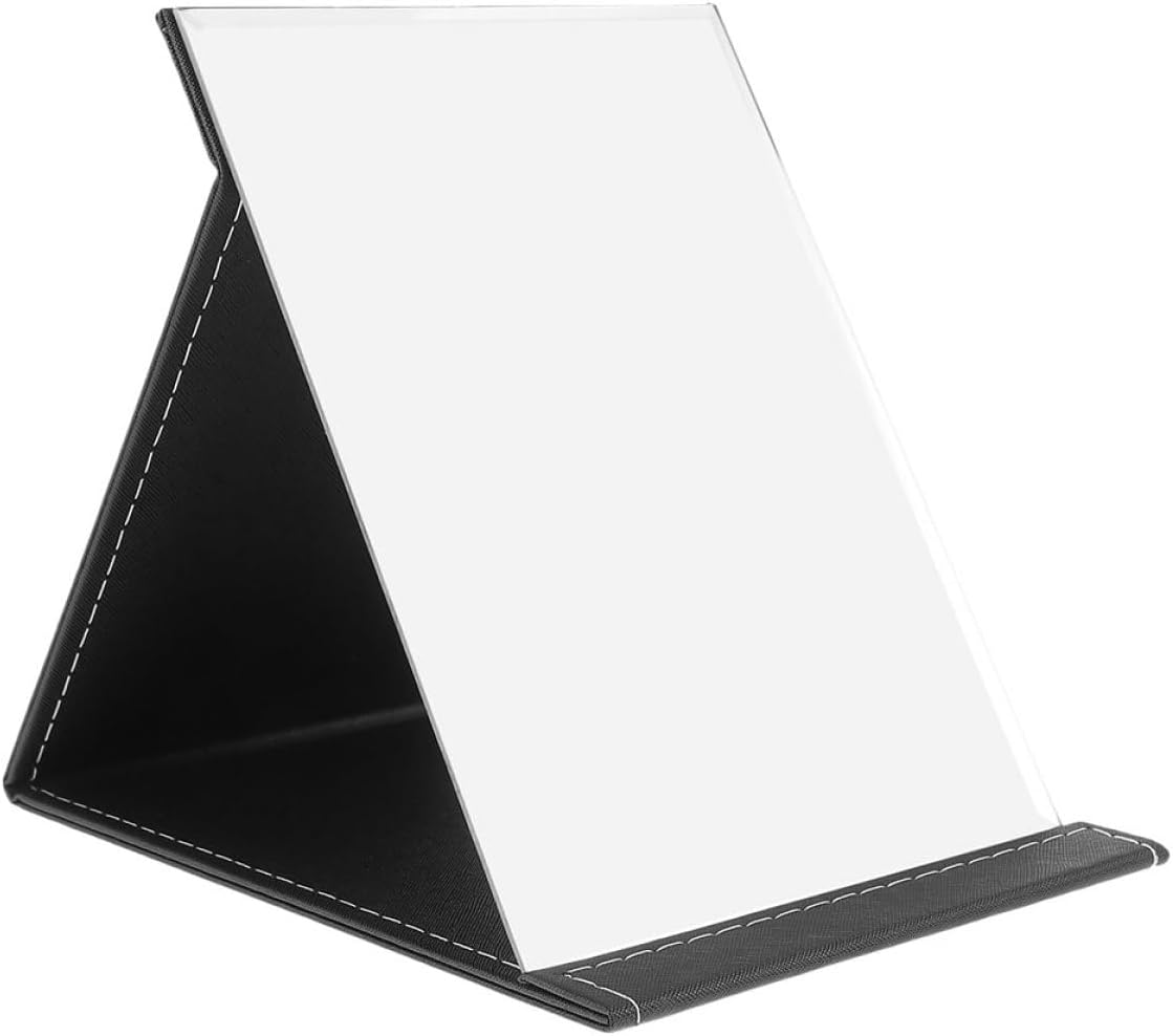 OSALADI Portable Folding Makeup Mirror, Black Desktop Vanity for Bathroom