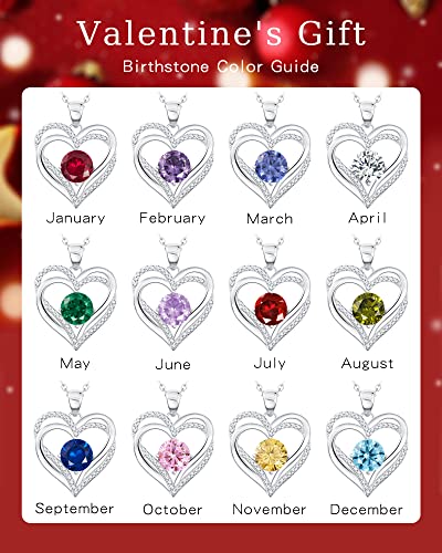 Theceros Graduation Gifts For Her Necklaces For Women, Sterling Silver Birthstone Heart Necklace Jewelry Gifts For Women Wife #TOP7