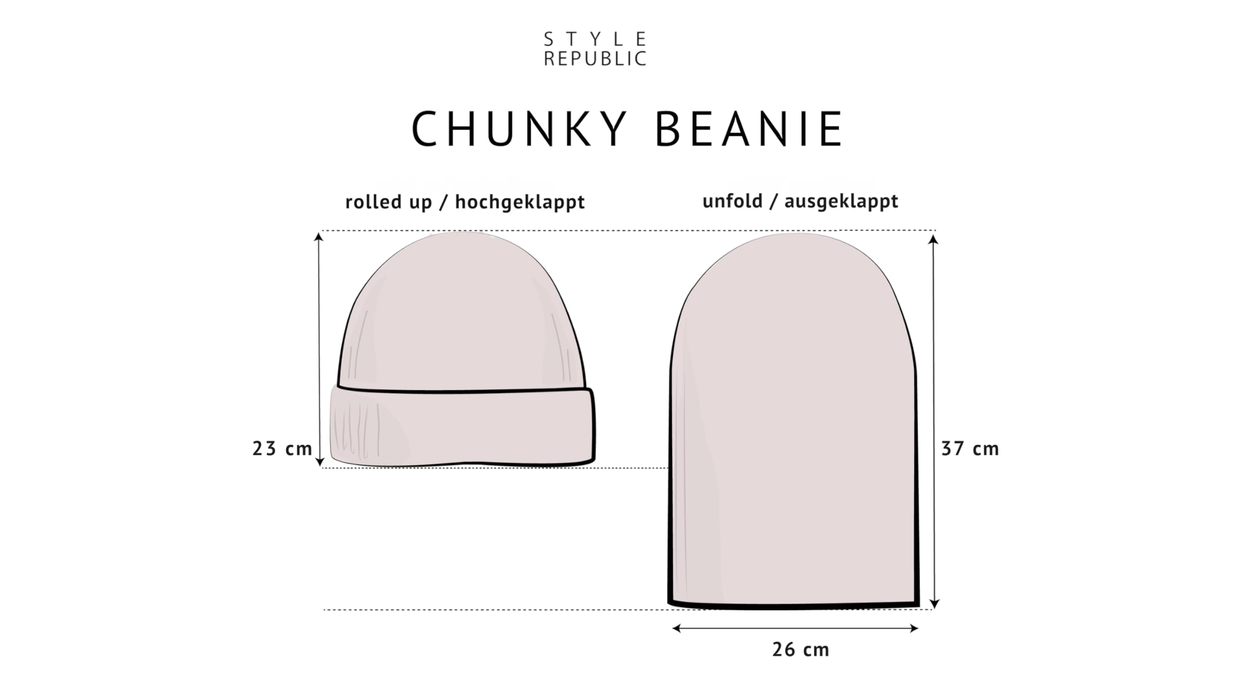 Style & Republic Herren Kaschmir Chunky Beanie – 100% Cashmere, Premium Strick Mütze mit 54 cm Bundumfang, 2-Fach umklappbar, ideal für kalte Tage, One-Size/Einheitsgröße