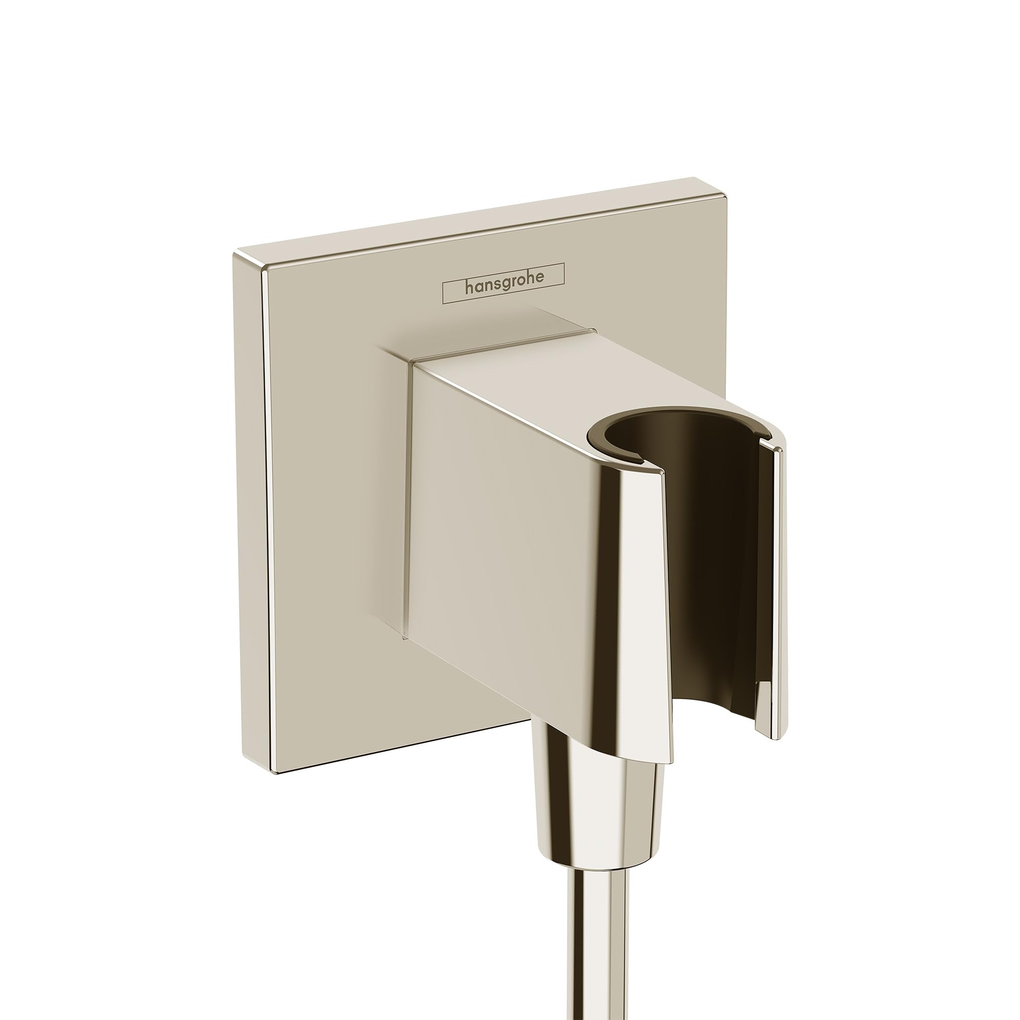 Prise murale avec support hansgrohe FixFit E nickel poli pour douche
