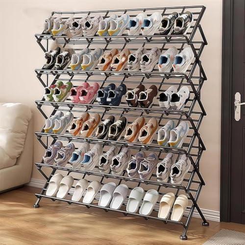 Zapatero plegable, gran capacidad de almacenamiento de metal, portátil, multifuncional, estante independiente para entrada, garaje, oficina, capacidad para 12-30 pares