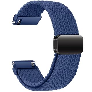AONES 22mm Watch Strap Nylon Woven Magnetic Compatible for Amazfit Balance 2 Smartwatch Solo Elastic Sport Band Blue