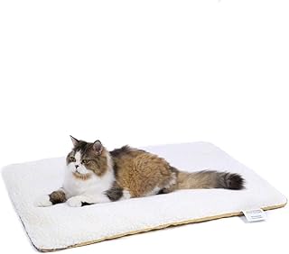 HOMU Pet Heating Pad, Self Heating Cat Pad,Self-Warming Cat Dog Bed, 23.6"x17.7" Thermal Cat Mat for Outdoor and Indoor Pets, White