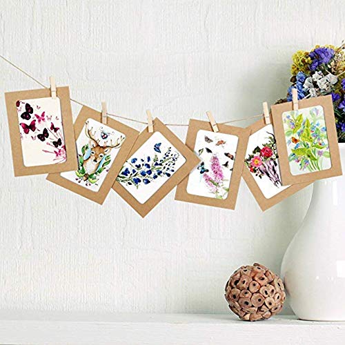 Paper Picture Frame 4 X 6 Photo Banner 20 Pcs Paper Frames For Scrapbooking Hanging Photos Display For Baby Shower Wedding Birthday Party Decoration Kraft Cardboard Frames With Wood Clips And Jute String (3 Colors, 4 X 6) #TOP2