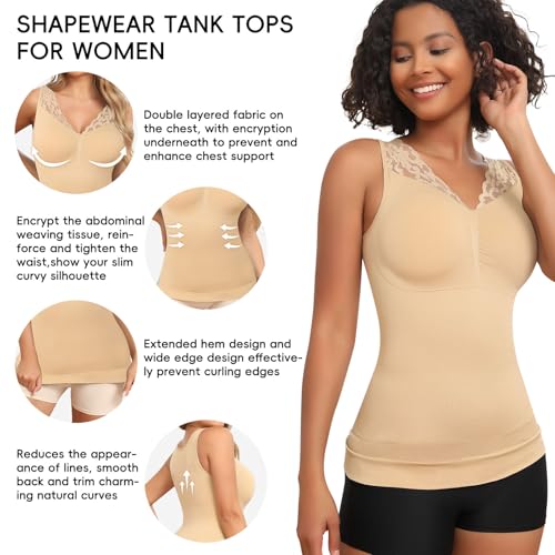 Image of JOYSHAPER Shapewear Camisoles with Built in Bra Tummy Control Shapewear Tank Tops for Women Padded Bras Shaper Cami