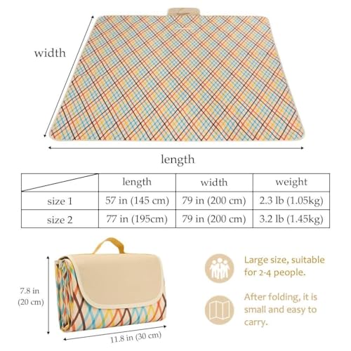 Image of Beach Blanket Outdoor Picnic Blankets Mat 80 inchx60 inch Extra Large Waterproof Sand Proof Camping Blanket Lightweight Folding Portable Travel Blanket for Family Park Beach Grass(Beige)