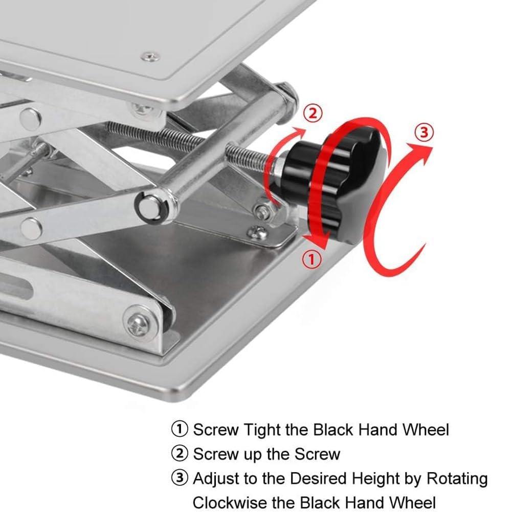 Manueller Hubtisch, kleine Aluminium-Hebebühne, Laborständer-Scherengestell, Hebevorrichtung mit beweglicher Last 5/10/15/20/25 kg, manueller Miniatur-Hubtisch for Laborlifte, Schulen(300*300mm)
