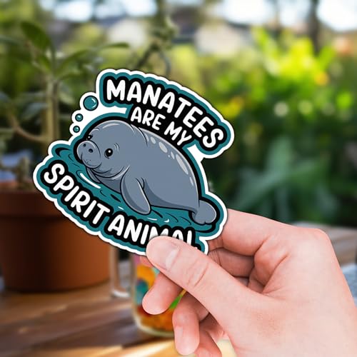 Image of Manatee Sticker 8 Pcs (Large Size) Vinyl Stickers Laptop Waterproof Decal for Car Bumper Water Bottle Notebook Luggage Window Funny Party Birthday Decorations - Size 4 Inches