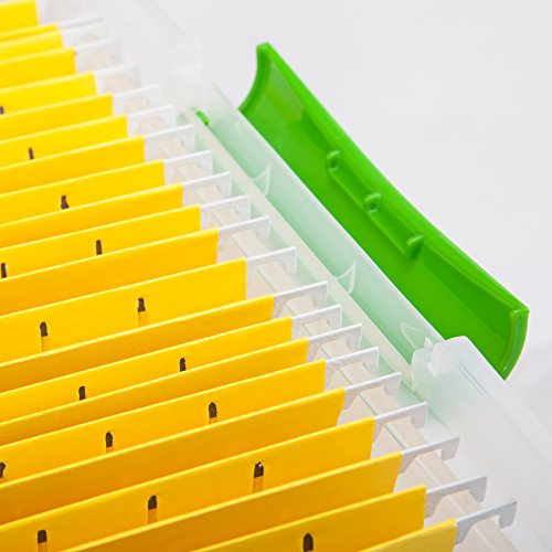 Iris Usa Letter/Legal File Tote Box, 4 Pack, Bpa-Free Plastic Storage Bin Tote Organizer With Durable And Secure Latching Lid, Stackable And Nestable, Clear With Green Buckles #TOP2