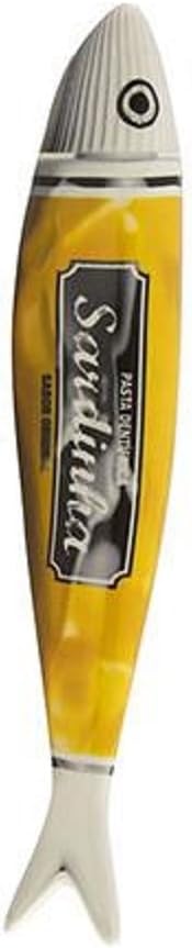 Bordallo Pinheiro + Sardine + Toothpaste by Roger Hespanhol + H 1" W 7" L 1" + Multicolor