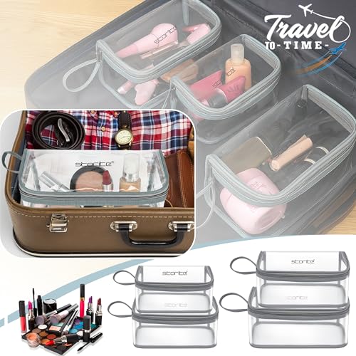 Image of Storite Set of 4 Transparent Travel Pouch Set for Makeup & Toiletries | Suitable For Makeup Toiletries Shaving Kits Cosmetics Accessories And Travel Essentials
