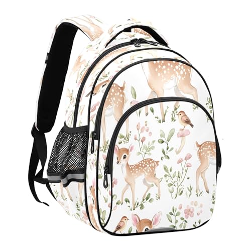Deer Flower Mushroom Pattern Backpack For Girls Kindergarten Elementary Bookbag Lightweight Childrens School Bag,Small2