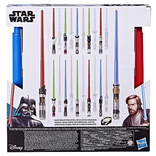Star Wars Lightsaber Forge Dark Vador Contre Obi-Wan Kenobi, Sabres Laser Rouge et Bleu Personnalisables, Jouets pour Enfants