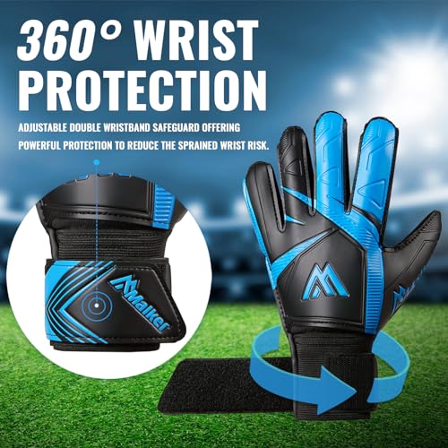 Malker Goalkeeper Gloves Football Gloves with Super Grip Palms Non-slip Abrasion-resistant Latex Palm Double Layer Wristband Protection Soccer Goalie Glove for Kids Youth Adult Blue Size 8 Malker Goalkeeper Gloves Football Gloves with Super Grip Palms Non-slip Abrasion-resistant Latex Palm Double Layer Wristband Protection Soccer Goalie Glove for Kids Youth Adult Blue Size 8