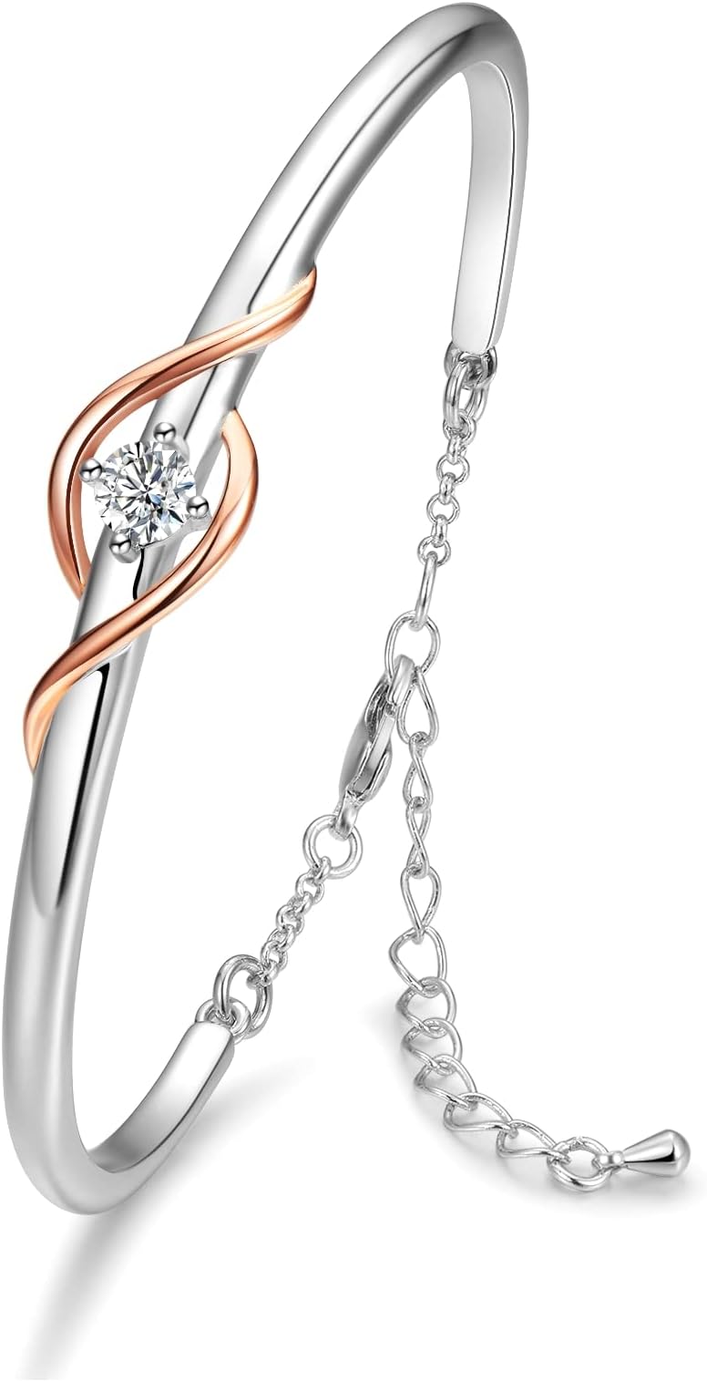 Bracelet for Women, 18K White Gold & Rose Gold Plated Jewellery, Elegant Ladies Bracelet Gift for Her, Birthday, Anniversary or Valentine's Day