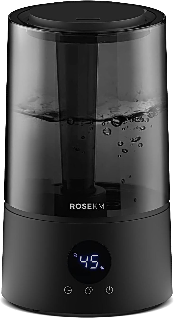 Humidifiers for Bedroom, 4.0L Humidifiers for Home Large Room, Cool Mist Humidfiers for Baby and Plant, Smart Auto Humidification, Timer, Filter Free(Black)