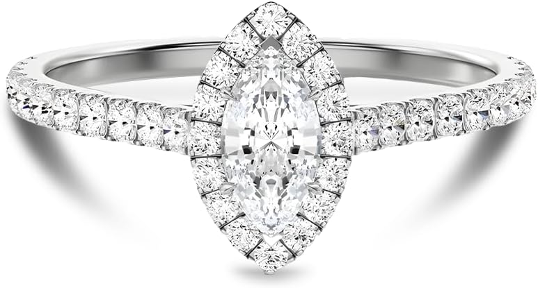 Women's Ring, 925 Sterling Silver Plated Gold, Elegant Halo Engagement Ring for Her Women Stackable Bands Jewelry - Image 2