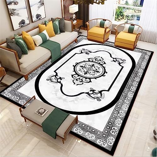 Tapis chambre enfant lavable en machine au motif marbre géométrique gris