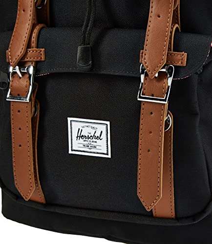 Herschel Little America Laptop Backpack, Black/Tan Synthetic Leather, Mid-Volume 17.0L #TOP2