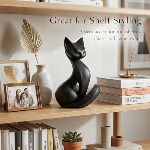 Estatua de Gato Negro de Resina para Decoración Moderna miniatura 4