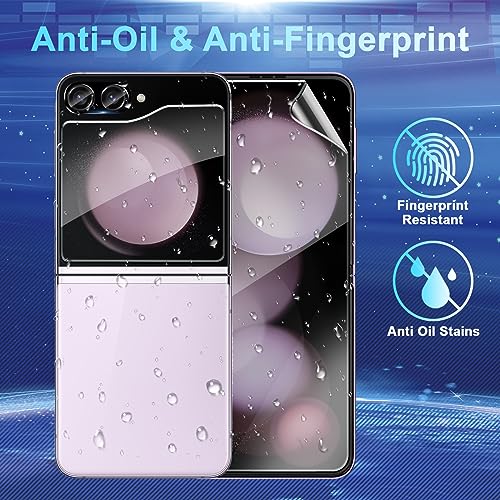 [2Set 6PCS] Galaxy Z Flip 5 Screen Protector, Front TPU Screen Protector + Back Tempered Glass + Camera Lens Protector, High Clarity, Bubble Free for Samsung Galaxy Z Flip 5 5G Screen Protector - Thumbnail 5