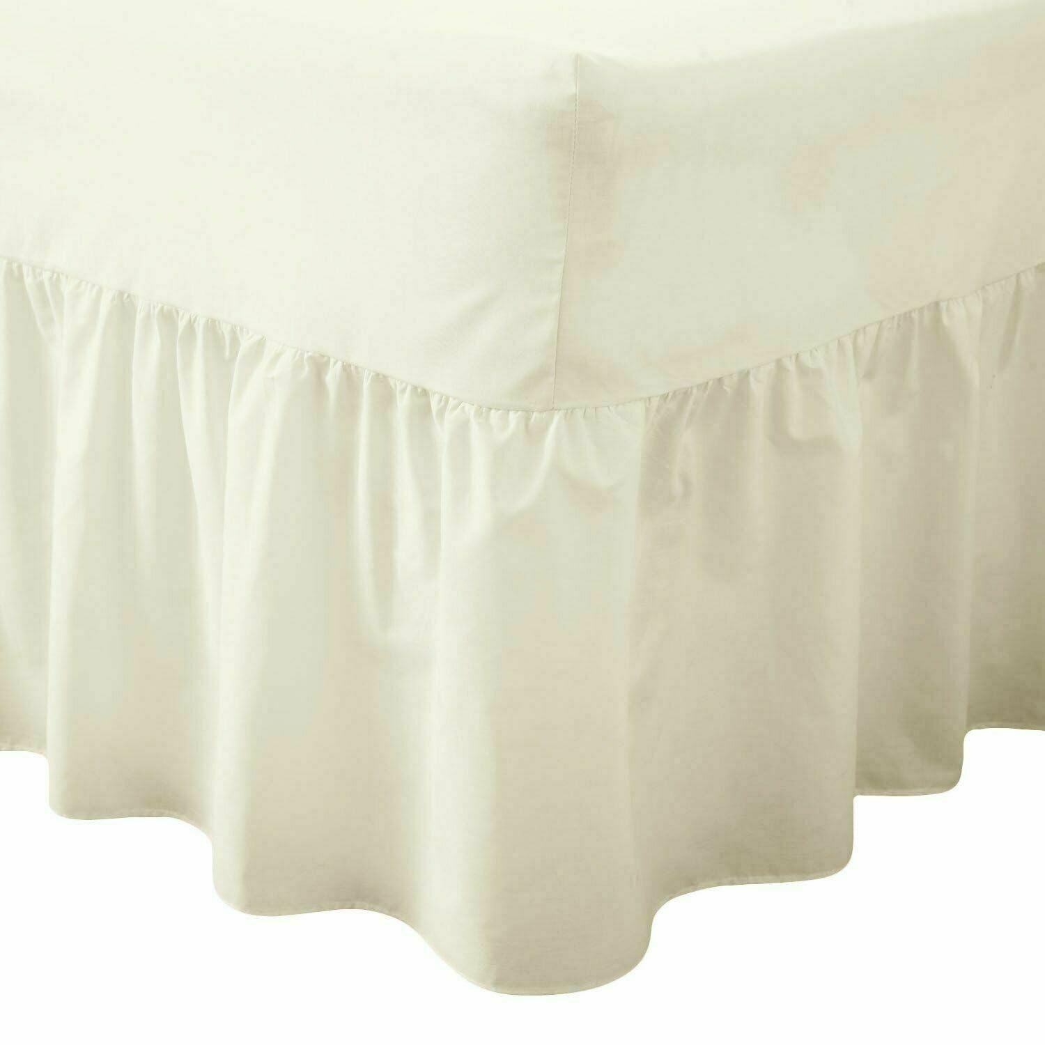 Deep Fitted Valance Sheet Polycotton Top Notch Quality Easy Care Soft & Durable Fitted Sheet with 36cm Deep Frill Single/Double/King/Super King (Cream, Double)