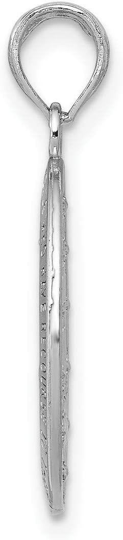 Oval Miraculous Medal Our Lady of Graces with Words Pendant in Real 14k White Gold - Image 2