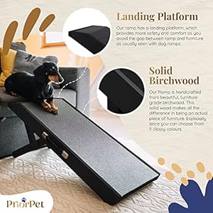 Dog ramp for Couch – Non-Slip, Sturdy Build Foldable Dog ramp – Supports up to 200lbs – Adjustable 7'' to 20'' – Landing Platform Seamlessly Connects – Birchwood Pet Ramp for Small Dogs – Black Dog ramp for Couch–Non Slip Sturdy Build Foldable Dog ramp–Supports up to 200lbs–Adjustable 7 to 20–Landing Platform Seamlessly Connects–Birchwood Pet Ramp for Small Dogs–Black