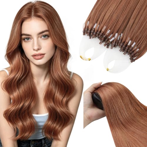 Image of YoungSee Micro Ring Hair Extensions Copper 24 Inch 25 Strands 25g