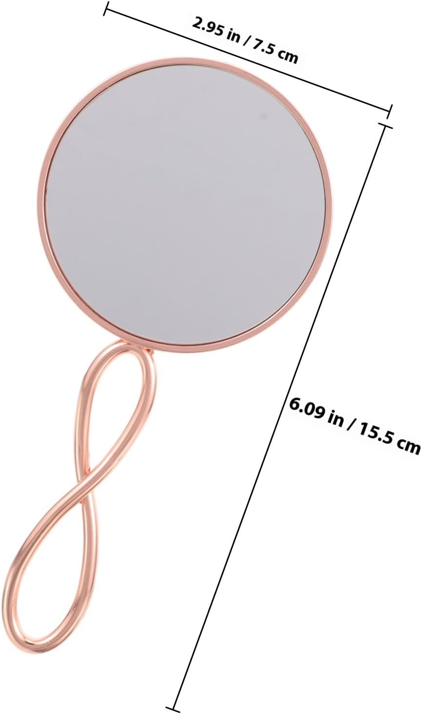 Ipetboom Vanity Hand Mirror Single-Sided Big Handheld Makeup Mirror for Women Portable Vintage Rose Gold Handle for Personal Beauty Use
