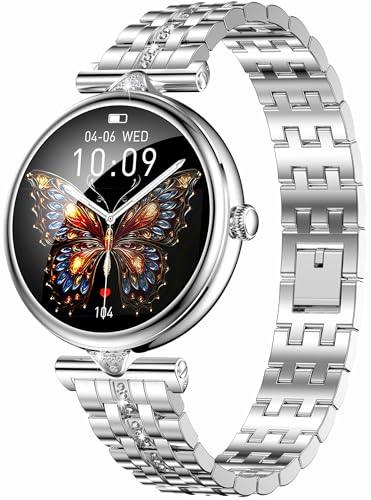 findtime Smartwatch Damen Diamond Luxus Armbanduhr mit Telefonfunktion/Herzfrequenz/Menstruationszyklus/IP68 Wasserdicht...