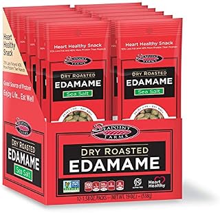 Seapoint Farms, Dry Roasted Edamame - Rich in Protein, Vegan, Gluten Free, Sea Salt Flavour - 1.58 Ounce, 12 Snack Packs