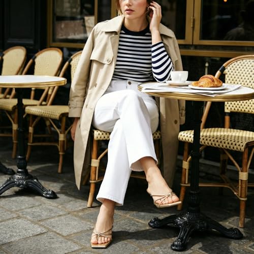 Image of Women's Strappy Square Open Toe Kitten Heel Thong Sandals Slip On Mule Style Dressy Summer Heels