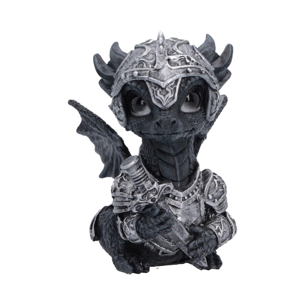 Nemesis Now Cute Armoured Dragon Figurines Set – Gothic Fantasy Dragon Ornaments Collection (Sir Swordflame)