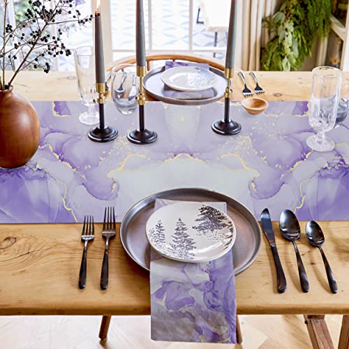 Lbdecor Table Runners 36 Inches Ombre Lavender Purple Cotton Polyester Blend Dining Table Runner For Indoor Outdoor Party,Coffee Table,Christmas Events,Wedding, Dresser, Marble Texture Home Decoration #TOP5