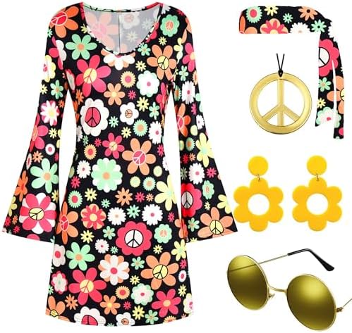 TopTok 60s 70s Disco Outfit Hippie Costume Women, 1970 Style