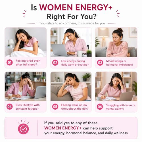 Image of Women Energy+ Multivitamin for Women | Ashwagandha, Shatavari, Iron, Vitamin C, Vitamin B12, Vitamin D3 & Zinc | Daily Women's Wellness, Energy, Hormonal Balance Support & Immunity | 60 Veg Capsules