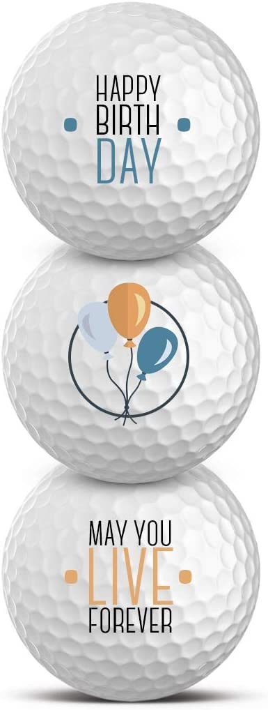 Titleist Juego de 3 pelotas de golf con diseño Happy Birthday Golf regalos para golfistas (Pro V1)