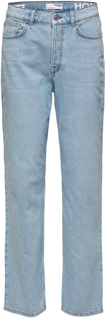 SELECTED FEMME Women's SLFALICE-N HW Wide LON Sky Blue Jea Noos