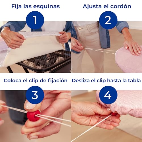 Vileda Funda para Tabla de Planchar Rapid, Tamaño Universal para Planchar más Rápido, Ajustable a Tablas de 110-130cm de Largo y 38-45cm de Ancho, Fácil de Instalar